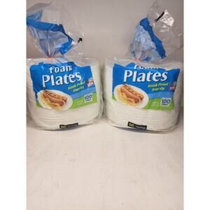 Soak Proof Foam Plates, White, 9 in, 10 Count, 2 pack